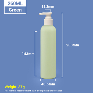 Bouteilles de shampooing en plastique vert 260 ml avec capuchon de pompe à abricot