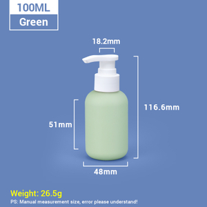100 ml Green Travel Size Reutilisable Plastique Pump Cosmetic Pump With White Pump Cap