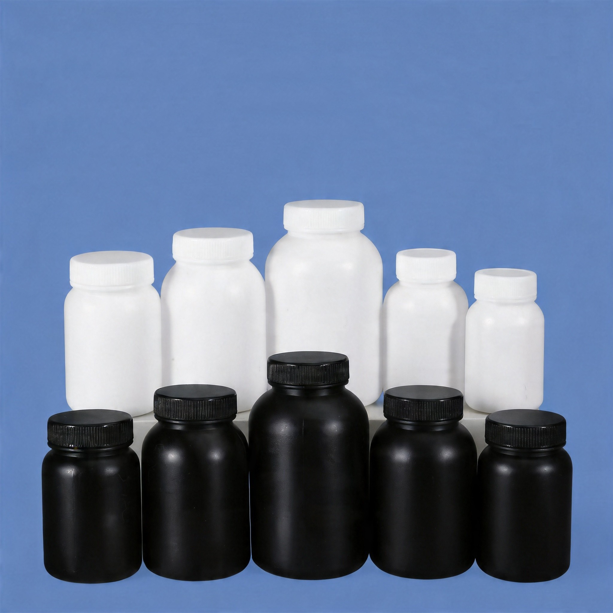 Bouteille en plastique HDPE à large bouche, noir et blanc, avec capuchon intérieur, étanche, pour utilisation en laboratoire chimique, Direct usine
