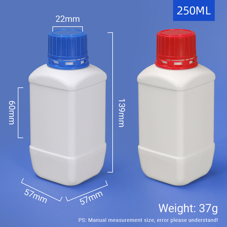Bouteille d'échantillon carrée en PEHD de 250 ml avec couvercle à vis TE