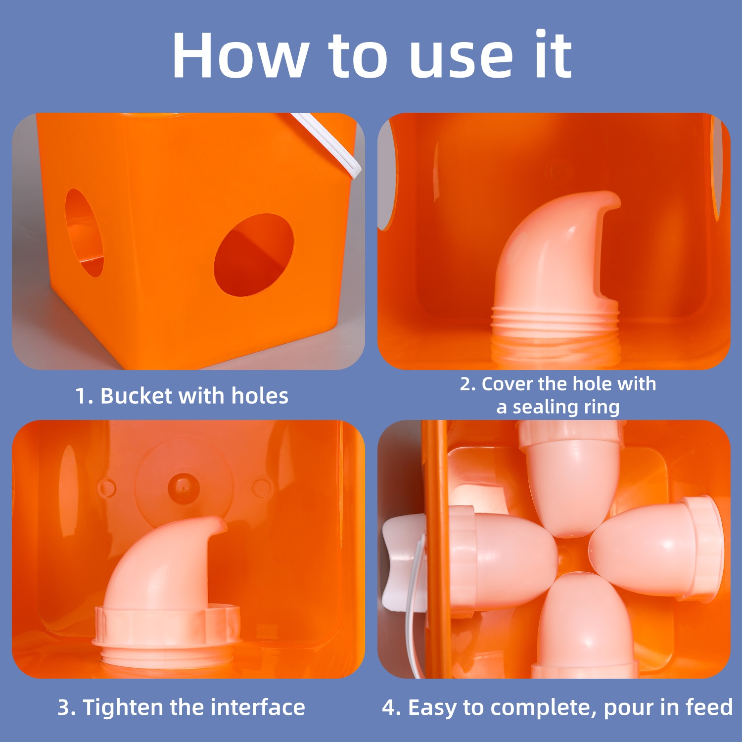 Seaux en plastique carré pour le poulet feeder à l'oie de canard au poulet