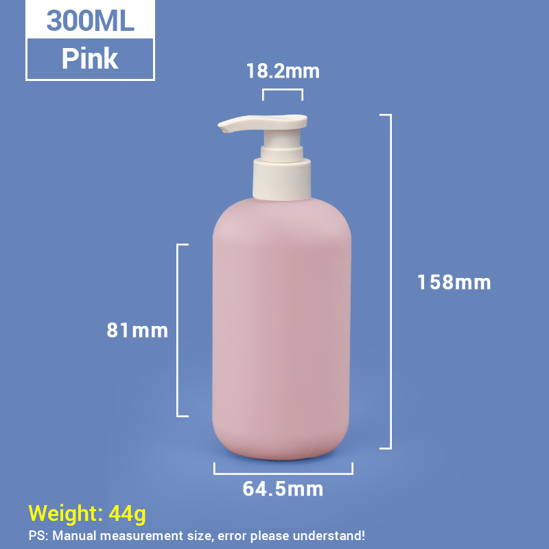 Bouteilles de shampooing en plastique rose de 300 ml avec capuchon de pompe à abricot
