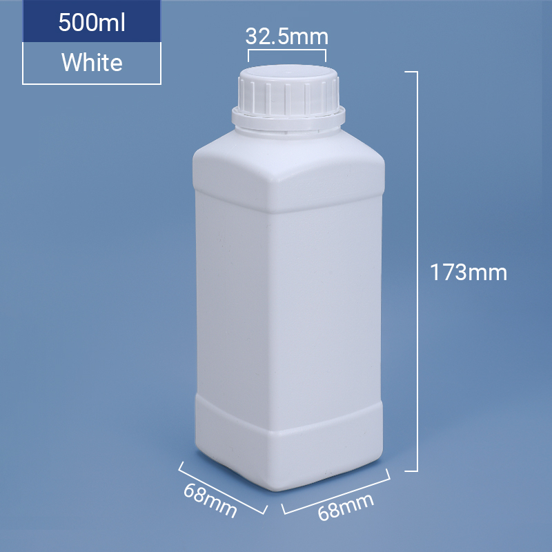 Bouteille HDPE en plastique carré de 500 ml avec couvercle de vis évident 