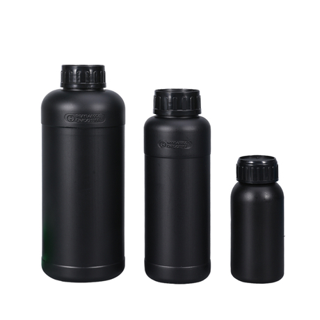 Bouteille HDPE en plastique fluorée noir