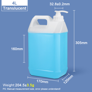 Jerrican carré en plastique de 4 litres avec distributeur à pompe