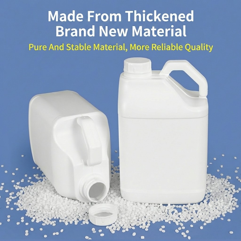 Jerrican carré en plastique HDPE 5 L avec grande poignée, bouchon à vis, doublure en aluminium, étanche pour peinture et produits chimiques