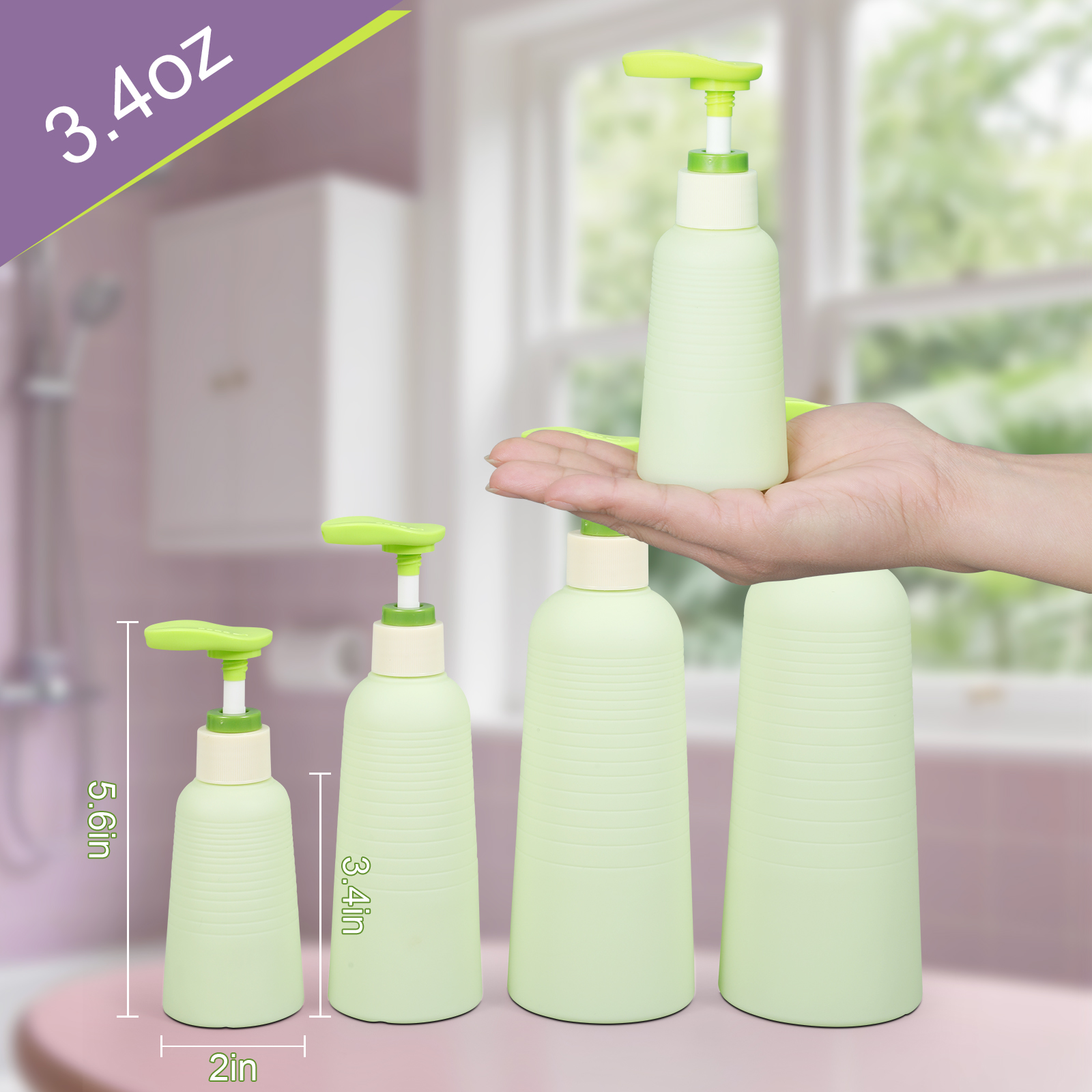 Shampooing de voyage doux vert et revitalisant avec pompe