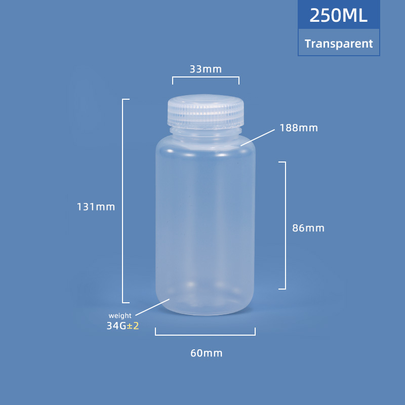 250 ml de collier large en plastique PP / HDPE Bouteille