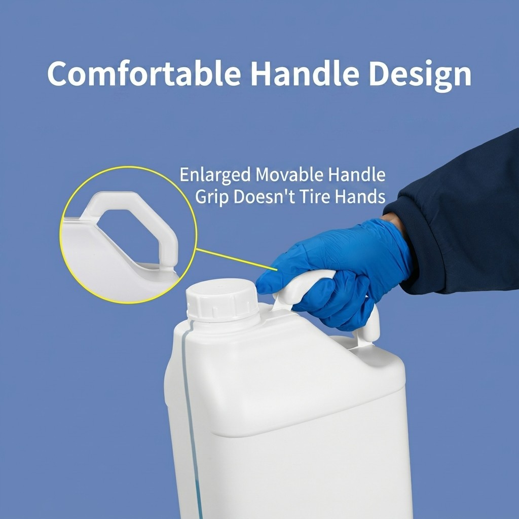 Jerrican carré en plastique HDPE 5 L avec grande poignée, bouchon à vis, doublure en aluminium, étanche pour peinture et produits chimiques