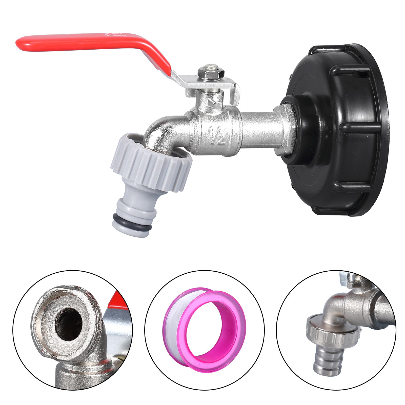 2,36 '' 60x6 Filetage grossier, adaptateur de fourrette IBC 1/2 3/4 pouces Femelle Feme, Connecteurs de réservoir d'eau Extension de soupape de tuyau de jardin