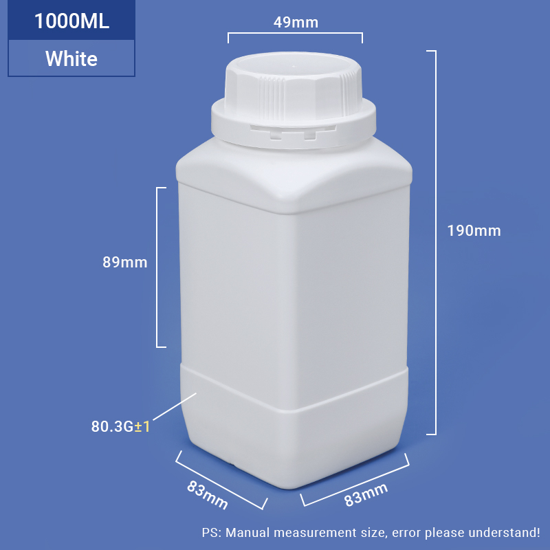 Blanc-1000 ml 1l de couche à col large bouteille HDPE pour l'emballage de poudre chimique 