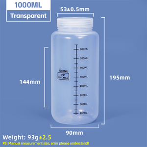 Bouteilles de réactif en plastique graduées à large ouverture de 1000 ml