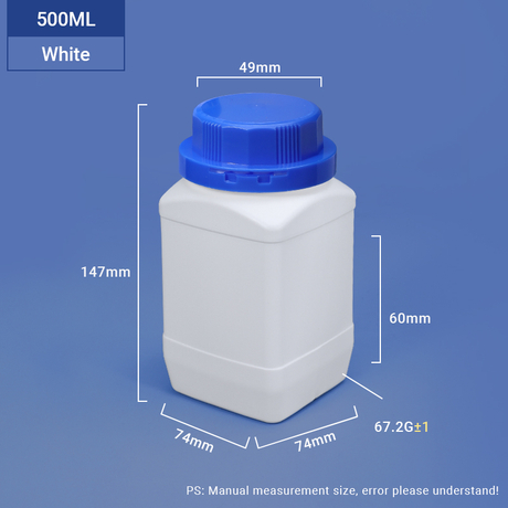 Bouteille carrée en PEHD à col large de 500 ml