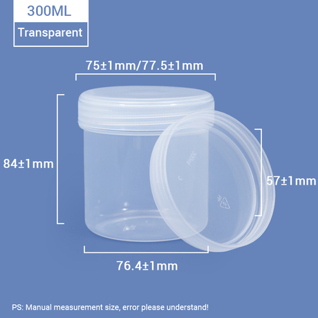 Pot en plastique transparent de 300 ml avec couvercle à anneau intérieur pour le stockage des aliments