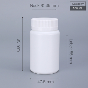 Flacon de médicament en plastique de 100 ml Flacon de pilule blanc de 100 ml