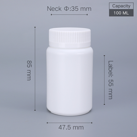 Flacon de médicament en plastique de 100 ml Flacon de pilule blanc de 100 ml