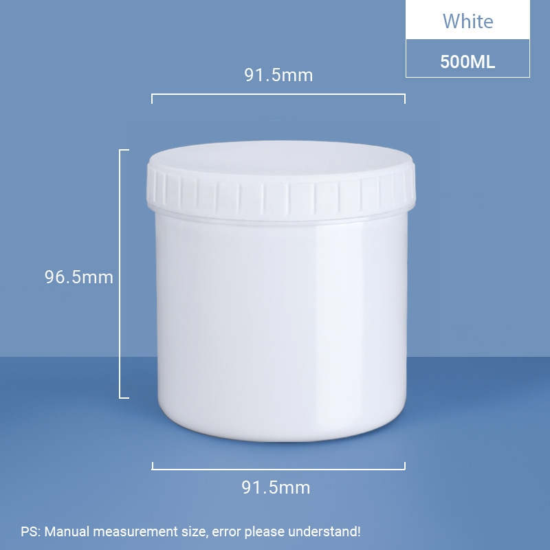 Pot en plastique à large ouverture de 500 ml avec bouchon à vis 
