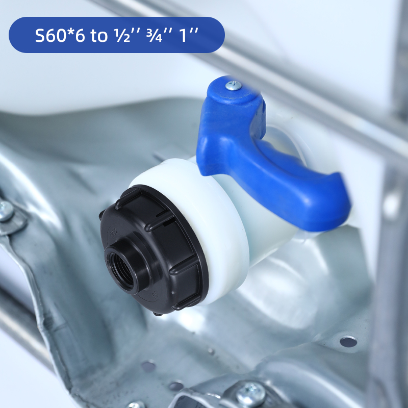 S60x6 Fil en grossier à 1/2 '3/4 ' 1 'Fil de filetage interne IBC Tank Rapports, adaptateur de vidange en plastique pour la soupape du robinet de tuyau (3/4 '')