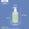 Bouteilles de shampooing en plastique vert 200 ml avec capuchon de pompe blanche