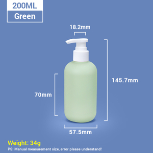 Bouteilles de shampooing en plastique vert 200 ml avec capuchon de pompe blanche