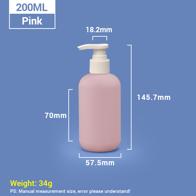 Bouteilles de shampooing en plastique rose 200 ml avec capuchon de pompe à abricot