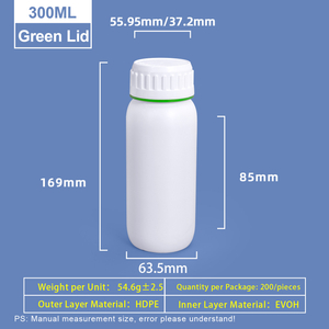 Bouteille Coex en plastique blanc de 300 ml avec anneau de couleur verte autour du capuchon