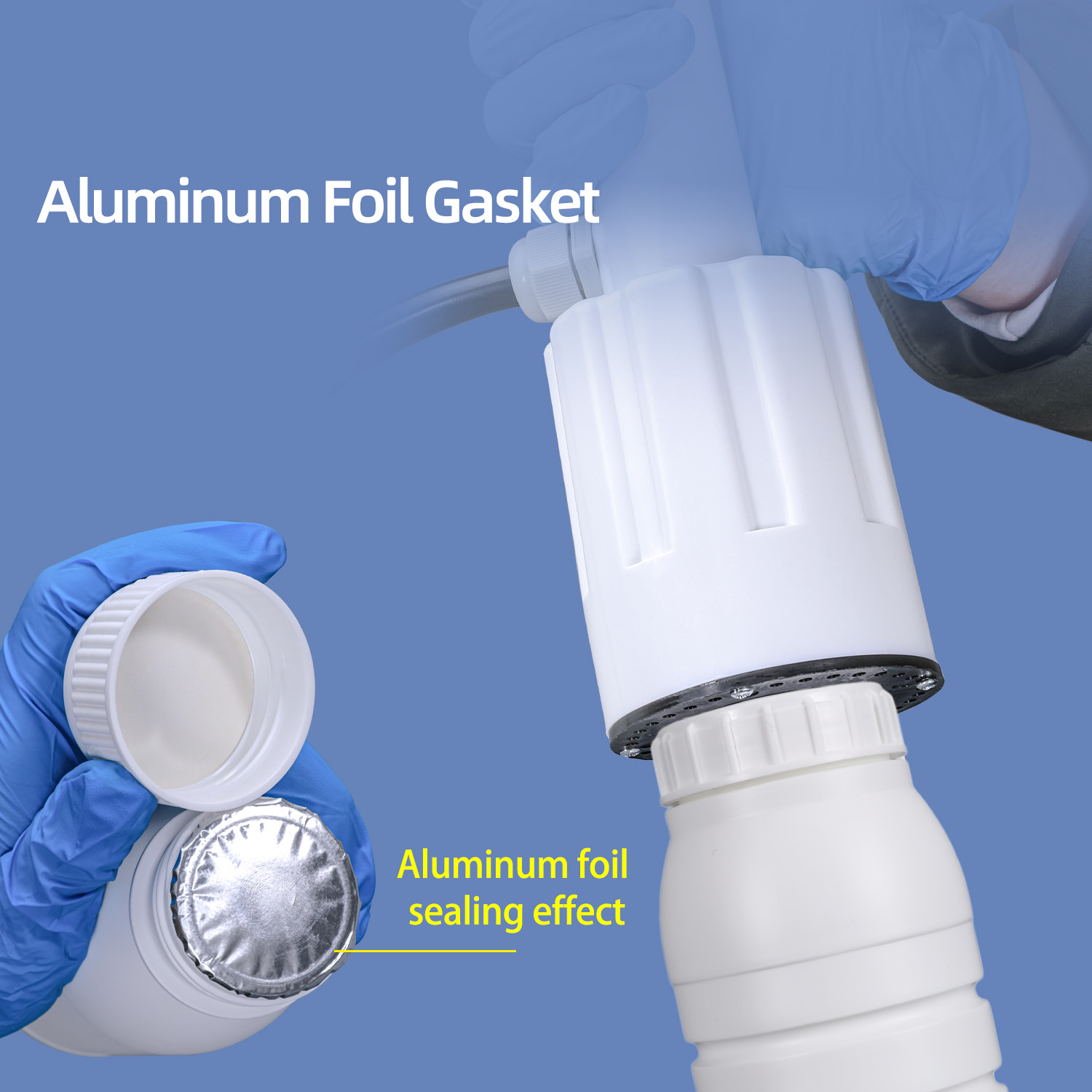 Bouteille barrière en plastique Coex de 1 litre avec bouchon à vis, joint en aluminium pour emballage de solvants organiques