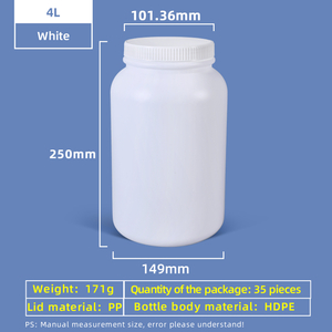 Bouteille en plastique à large ouverture HDPE de 4 L avec bouchon à joint étanche pour utilisation en laboratoire chimique