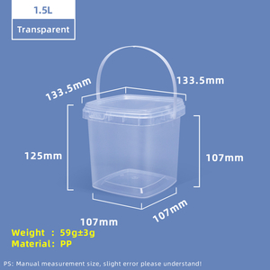 Seau de stockage en plastique PP carré de qualité alimentaire de 1,5 L