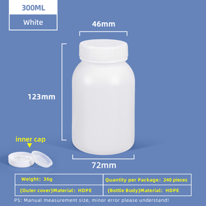 Bouteille en plastique HDPE à large goulot de 300 ml avec bouchon intérieur étanche pour utilisation en laboratoire chimique
