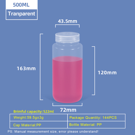 Bouteille en plastique PP à col large de 500 ml