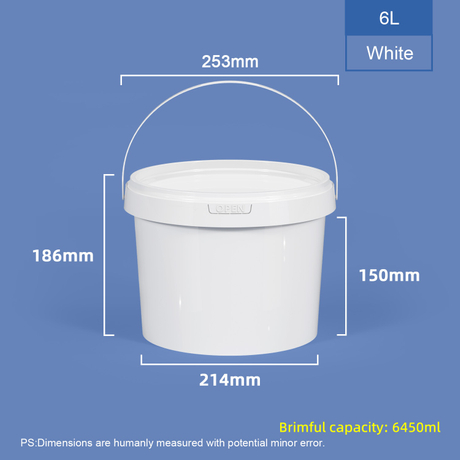 Seau et cuve en plastique PP transparent de qualité alimentaire de 6 L