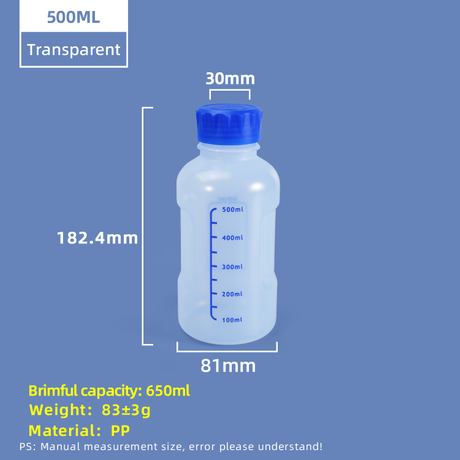 Flacon de réactif PP de 500 ml avec ligne d'échelle