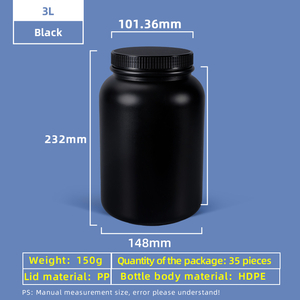 Bouteille en plastique HDPE à large ouverture de 3 L avec bouchon d'étanchéité, étanche pour utilisation en laboratoire chimique