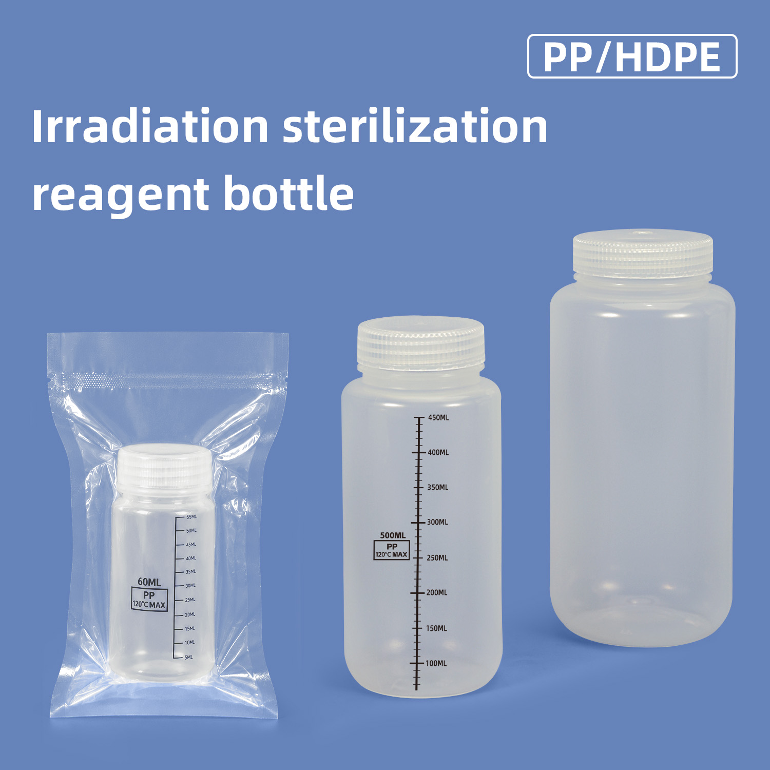 Flacon de réactif stérile en PP de 30 ml avec bouchon à vis