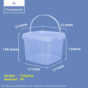 Seau de stockage en plastique PP carré de qualité alimentaire 4L