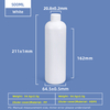 Bouteille en PE blanc translucide de 500 ml avec joint d'induction à bouchon à vis