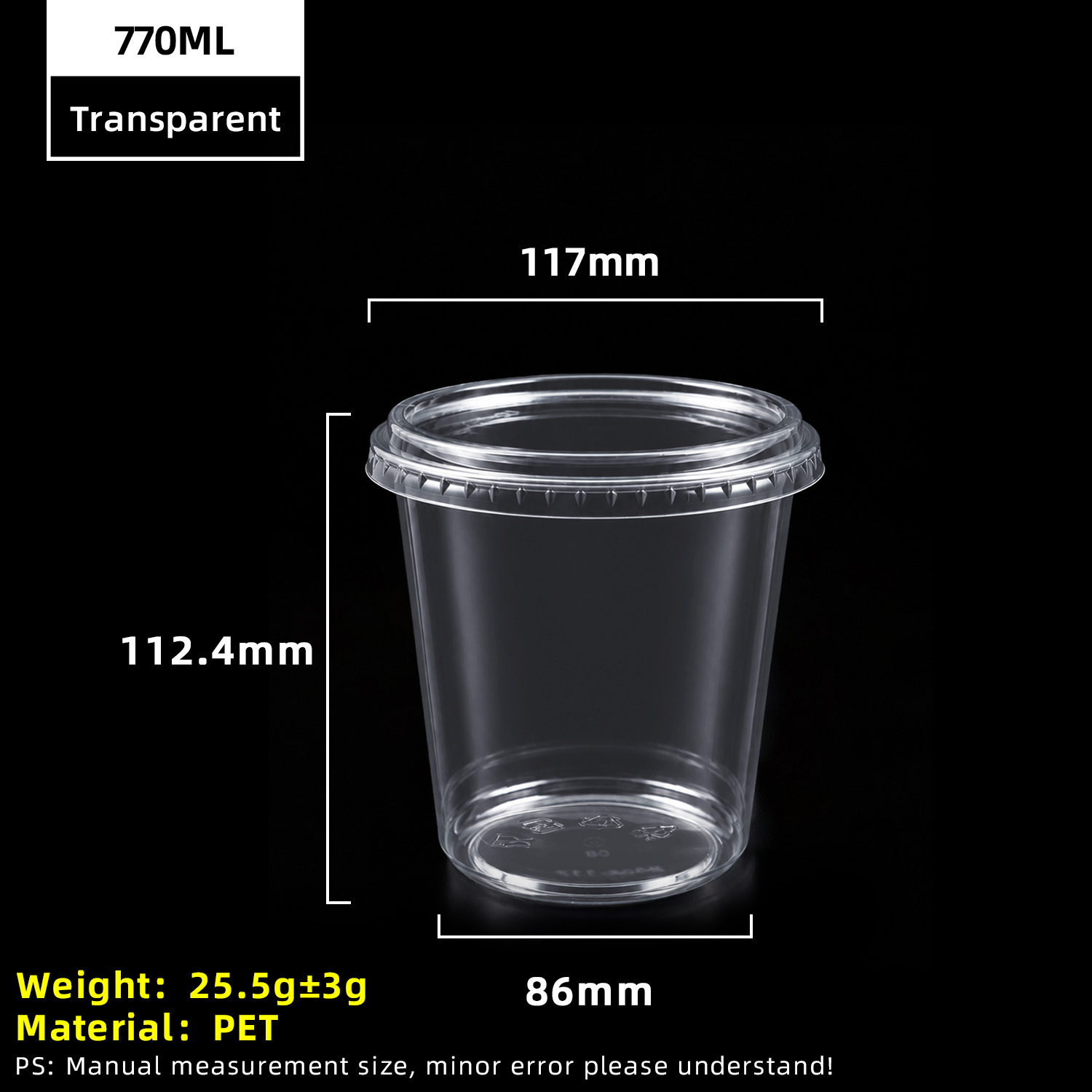 Gobelet en plastique PET transparent de 24 oz 770 ml