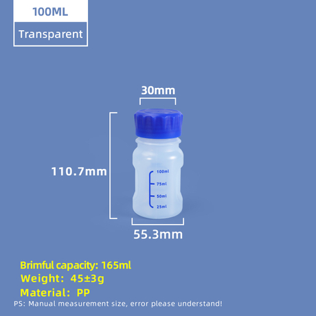 Flacon de réactif PP de 100 ml avec ligne d'échelle