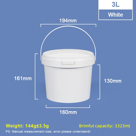 Seau en plastique PP de qualité alimentaire de 3 L avec couvercle