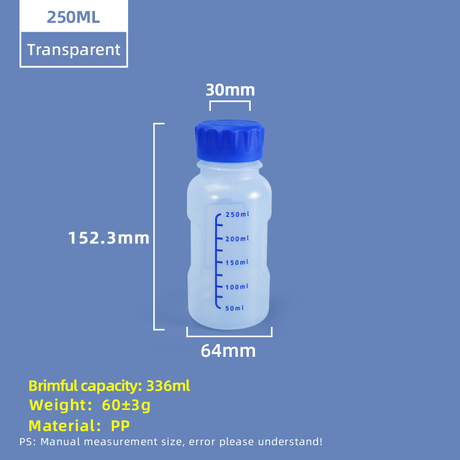Flacon de réactif PP de 250 ml avec ligne d'échelle