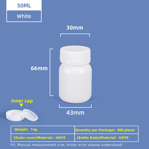 Bouteille en plastique HDPE à large goulot de 50 ml avec capuchon intérieur étanche pour utilisation en laboratoire chimique