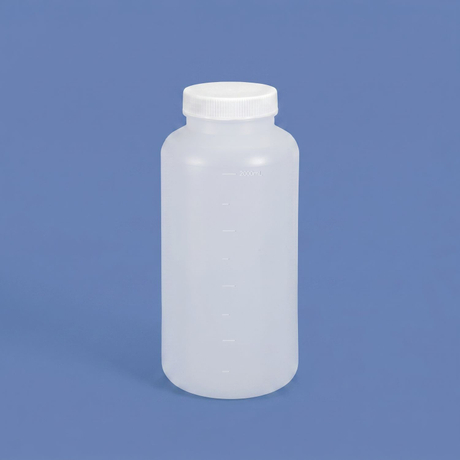 2L HDPE Wide Mouth Plastic Bottle with Inner Cap Leakproof for Chemical Lab Use
