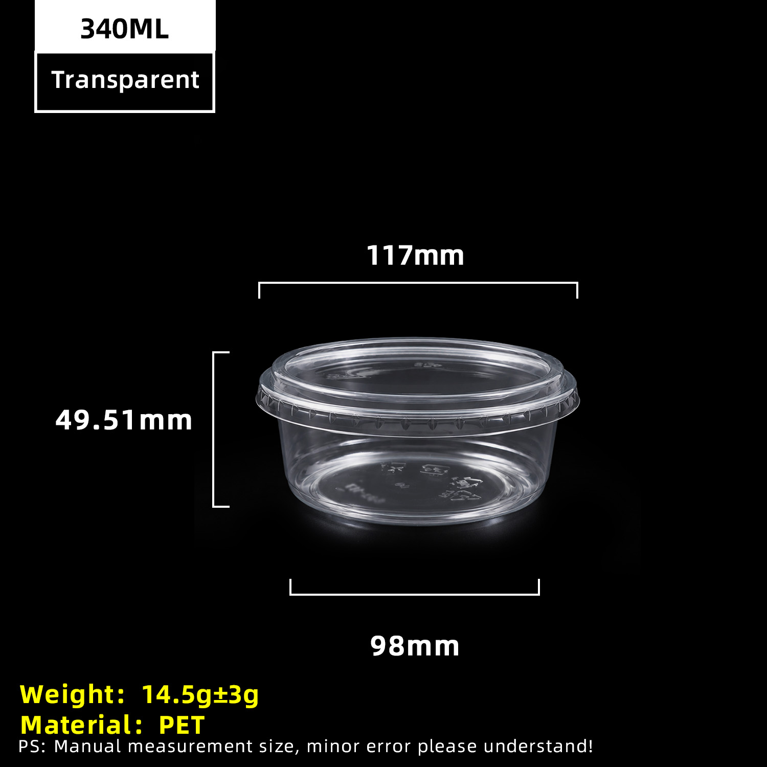 Gobelet en plastique PET transparent de 8 oz 340 ml