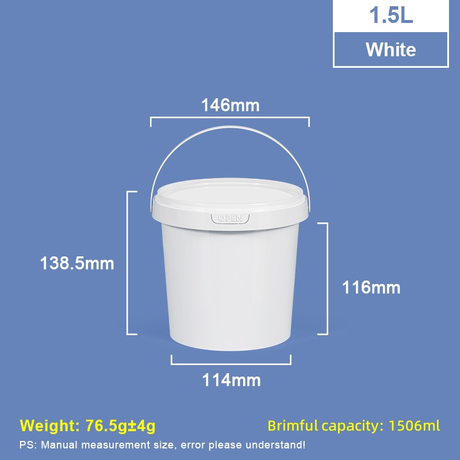 Seau en plastique PP de qualité alimentaire de 1,5 L avec couvercle