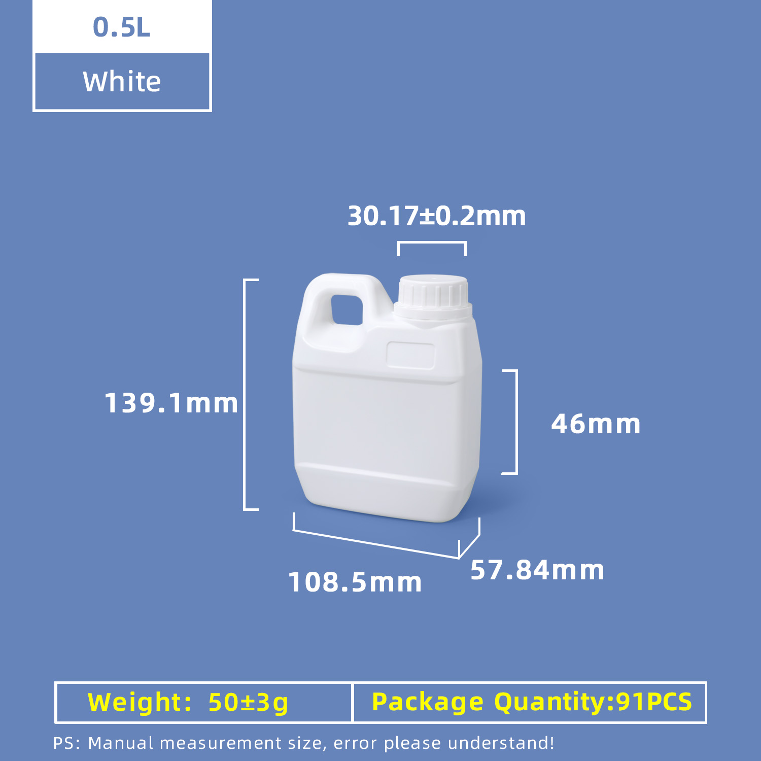 Pichets de style F de 500 ml, jerrycan en plastique pour vin en HDPE de qualité alimentaire de 0,5 litre