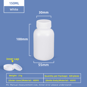 Bouteille en plastique à large ouverture HDPE de 150 ml avec capuchon intérieur étanche pour utilisation en laboratoire chimique