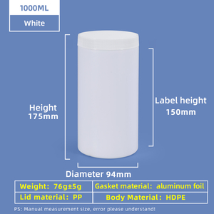 Pot en plastique à vis à large ouverture HDPE de 1000 ml