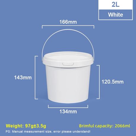 Seau en plastique PP de qualité alimentaire de 2 L avec couvercle