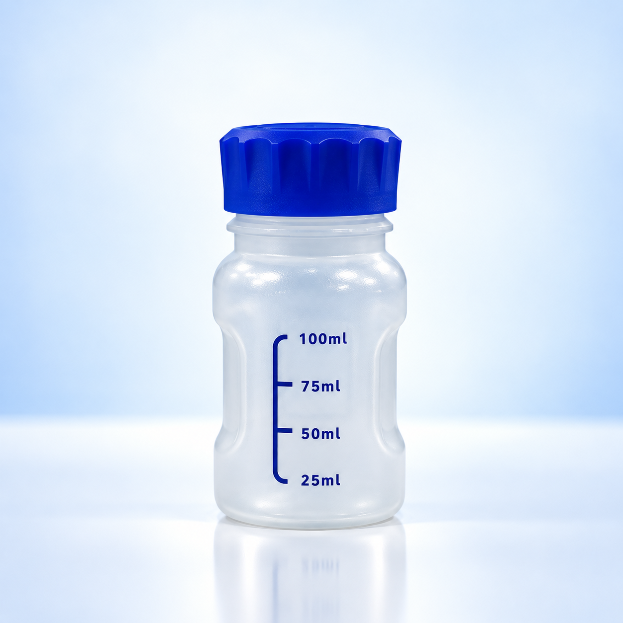 Flacon de réactif PP de 100 ml avec ligne d'échelle